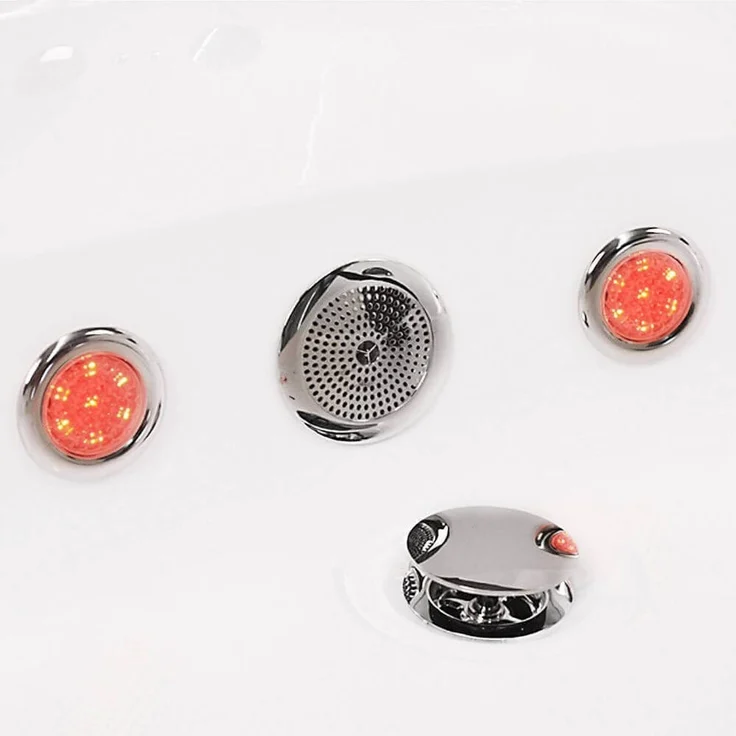 XXL Luxus LED Whirlpool Badewanne 135x135 cm +Heizung +Ozon+ Radio 14 Düsen – Bild 8