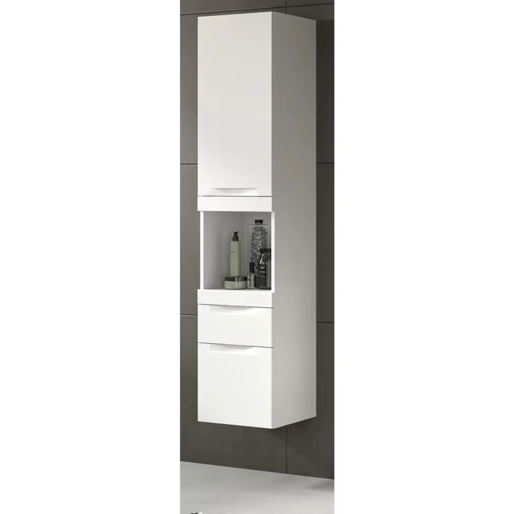 Badezimmer Hochschrank hängend Gusto in weiß matt 38x166 cm