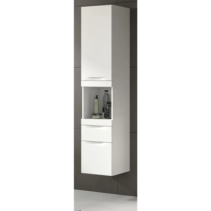 Badezimmer Hochschrank hängend Gusto in weiß matt 38x166 cm – Bild 1