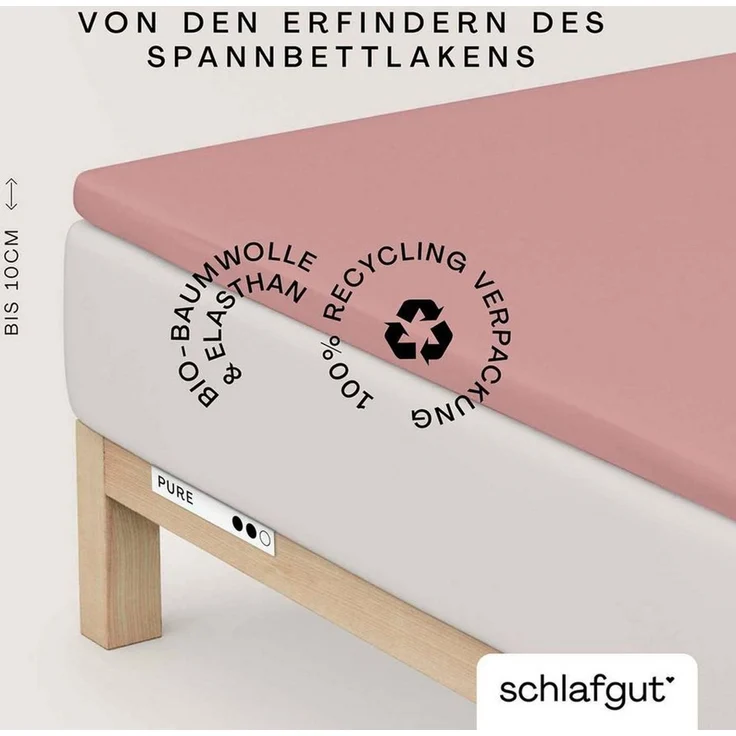Schlafgut 'PURE TOPPER' Spannbettlaken, für Topper bis 10 cm Höhe, Purple Mid, L 140x200 cm - 160x220 cm, 100% Bio-Baumwolle – Bild 1