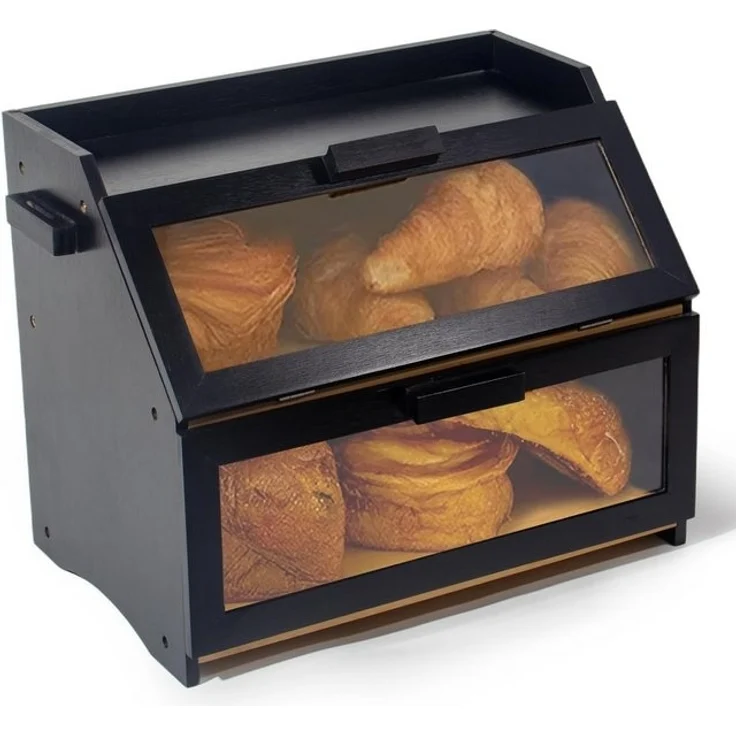 Zedelmaier Brotkasten Bambus Brotkasten mit 2 Etagen, großer Brotkasten, Bamboo, (Set, 1x Aufbewahrungsbox aus Bambus), mit Belüftung und Sichtfenster – Bild 4