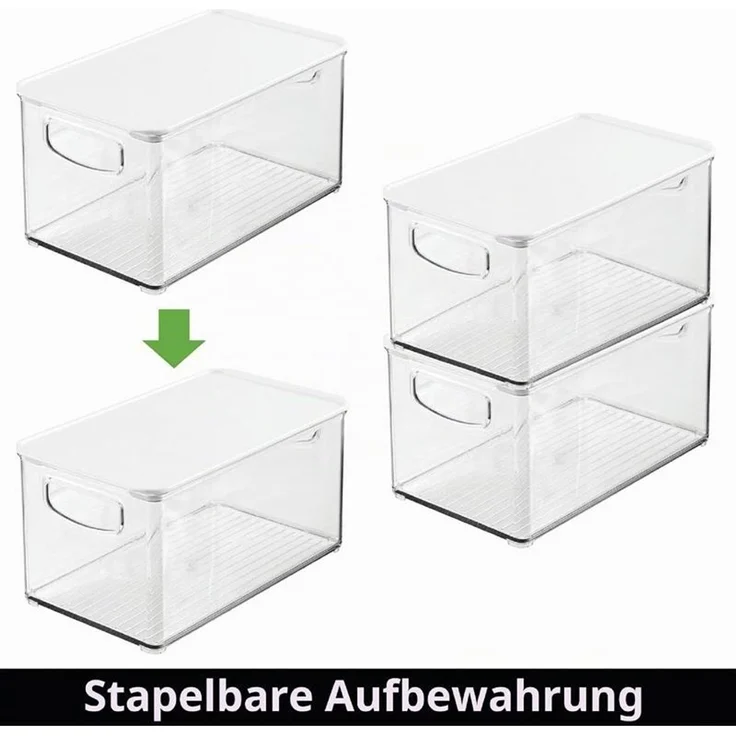 mDesign Organizer Box Aufbewahrung Ablage Deckel Griff 2er-Set Transparent/Weiß – Bild 3