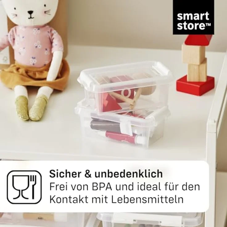 SmartStore - 10x kleine Aufbewahrungsboxen mit Deckel Classic 0,3L (15 x 9 x 6 cm) | Stapelbare Box mit Deckel | Lebensmittelechte Kunststoffbox | Kleine Plastikbox mit Deckel & verstärkten Ecken – Bild 6