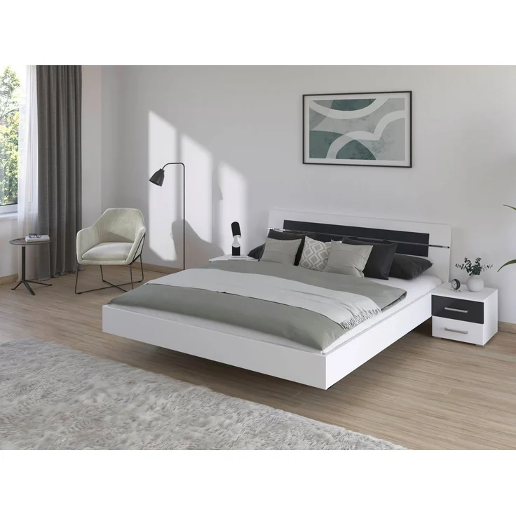 rauch Bettanlage Doppelbett Futonbett BURANO in schwebender Optik, (Set, 3-tlg), und abgesetztem Kopfteil mit 2 Nachttischen MADE IN GERMANY – Bild 1