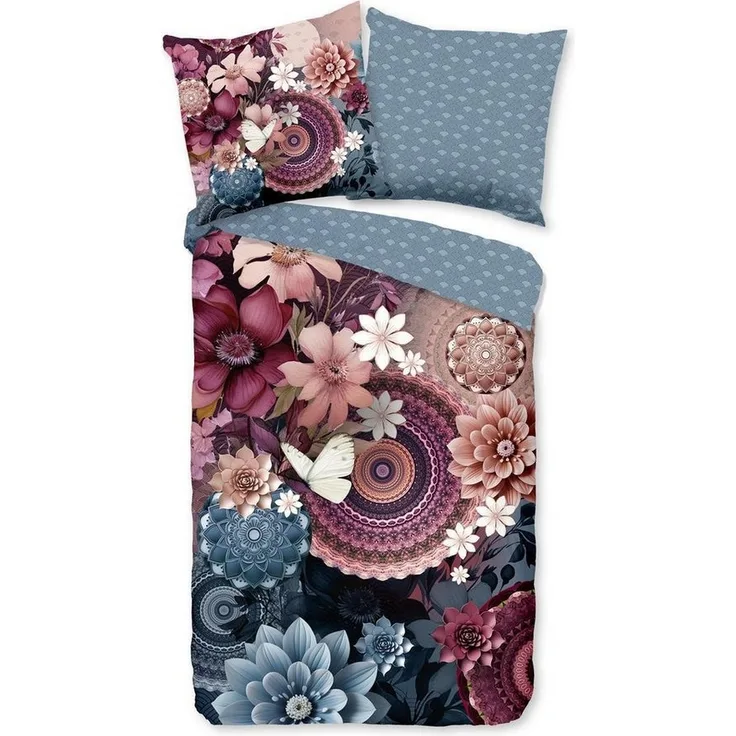 hip Bettwäsche Mako Satin Bettwäsche 200 X 200 cm + 2- 80 X 80 cm Asher bunt mandalas, Baumwolle, 3 teilig, bettwäsche 200x200 baumwolle sale warm weihnachten 200x200 bettbezug