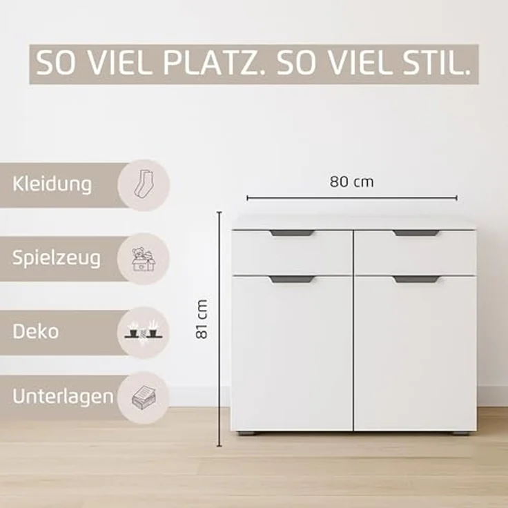 rauch Aditio Box, Kommode, 2-türig, 2 Schubladen, mit Softclose-Funktion, Farbe Eiche Artisan, BxHxT 80x81x42cm – Bild 5