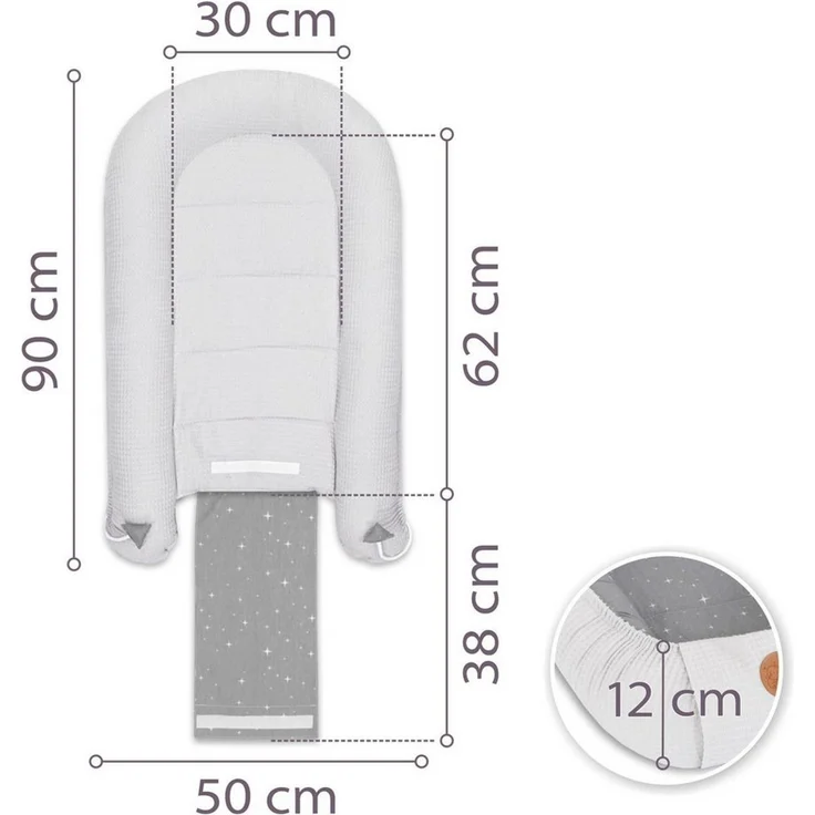 Babynest Neugeborene Nestchen Baby 90x50 cm - Kokon Handmade zweiseitig aus Baumwolle Waffel mit Babynestchen Galaxie – Bild 2