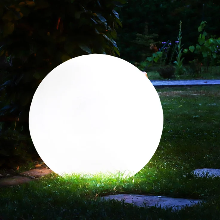 2er Set LED Solarleuchte, Kugel weiß, H 60 cm – Bild 8