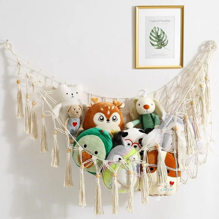 TUWENA Spielzeugtruhe Aufbewahrung Netz Hängend Spielzeug Organizer Stofftier Hängematte, für Kuscheltiere Teddy Eckspielzeug Schlafzimmer Kinderzimmer – Bild 5