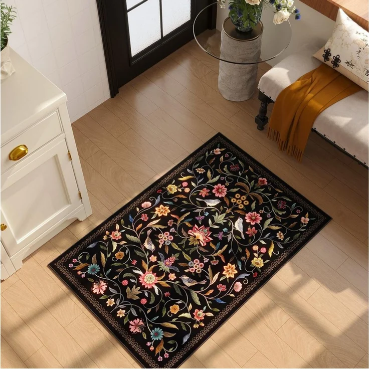 Agger Fußmatte Vintage-Blumenmuster-Fußmatte, waschbare weiche Fußmatte, für Eingangsbereich, Wohnzimmer, Büro und Kinderzimmer – Bild 3
