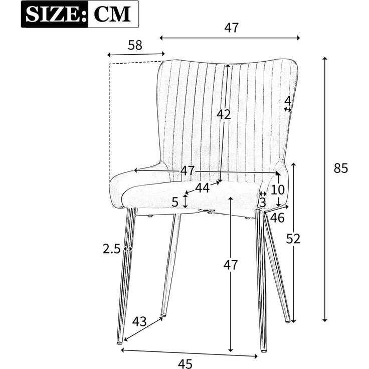 Merax Samt-Esszimmerstuhl, 4er-Set, luxuriös, Wohnzimmer, Schlafzimmer, Lounge-Stuhl mit vier Silberne Metallstützbeinen, Lendenwirbelstütze, Grau – Bild 4