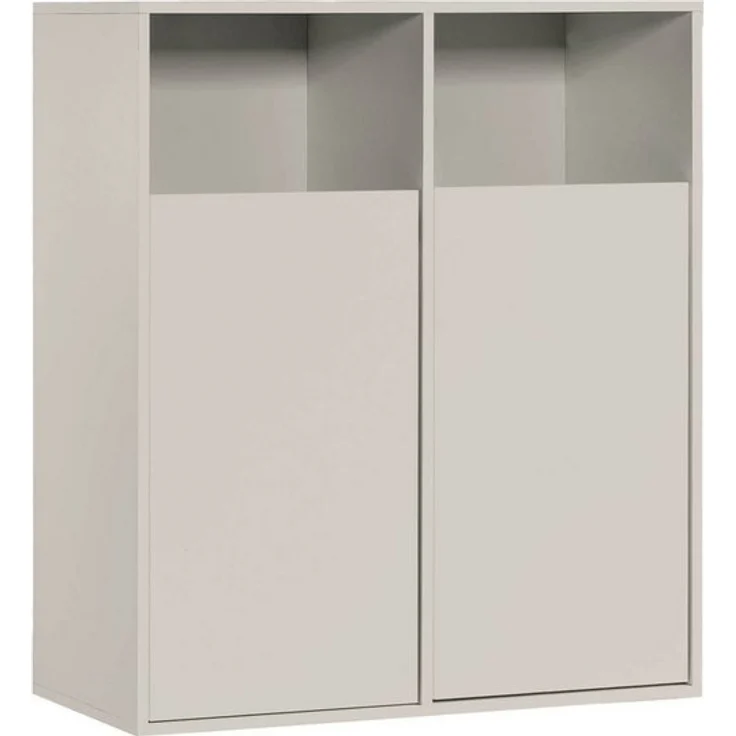 mokebo Wäscheschrank Der Wäschehüter (2-türig) Wäschekorb oder Wäschesammler mit Magnetverschluss in Beige Grau – Bild 4