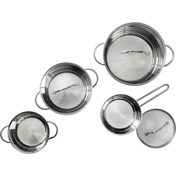 Homeware Topfset 4-tlg, Edelstahl edelstahl, für alle Herdarten geeignet, backofengeeignet