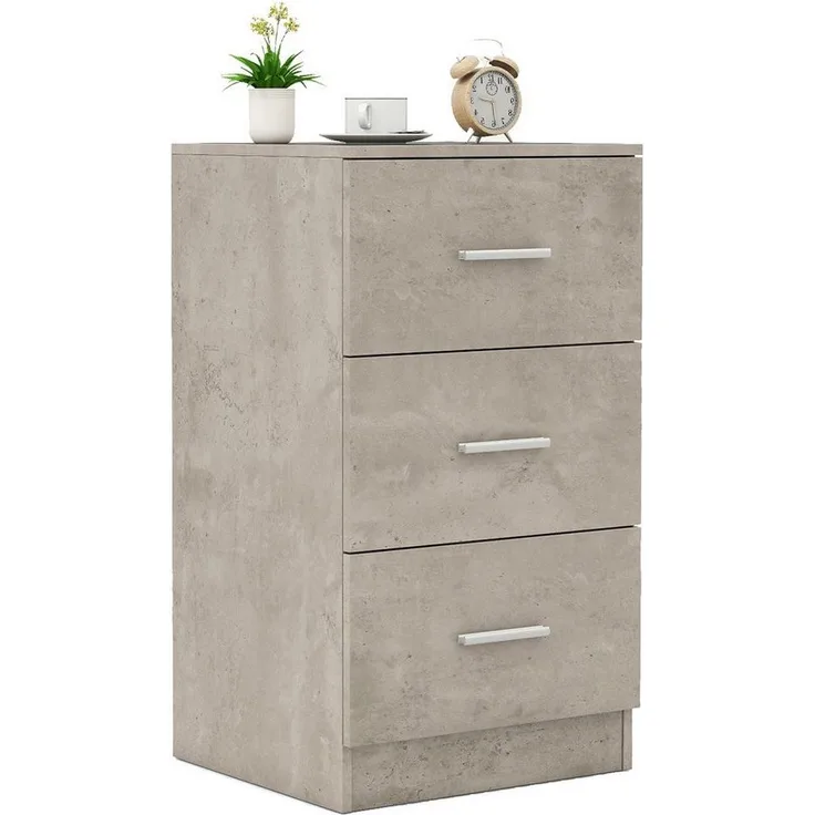 COSTWAY Nachttisch (1-St), mit 3 Schubladen, Büroschrank Beistelltisch 37x34x66,5cm