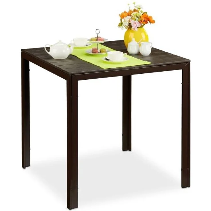 Quadratischer Gartentisch Holzoptik – Bild 1