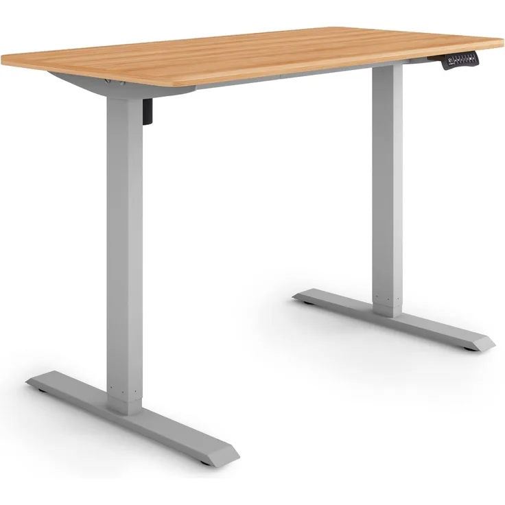 ESMART Germany ETX-121GM 120x60 cm Ahorn Dekor Ergonomischer Steh-Sitz-Schreibtisch Stufenlos elektrisch höhenverstellbar 73,5-123,5cm 3X Memory Aktivitätserinnerung Soft-Start/Stopp Schnelle Montage