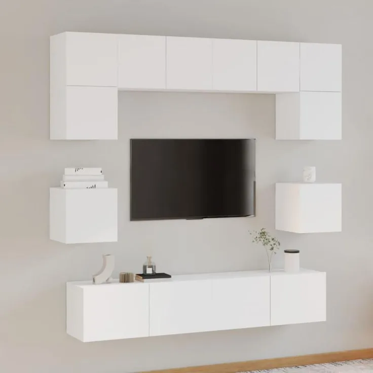 8-tlg. TV-Schrank-Set Weiß Holzwerkstoff [3114406]