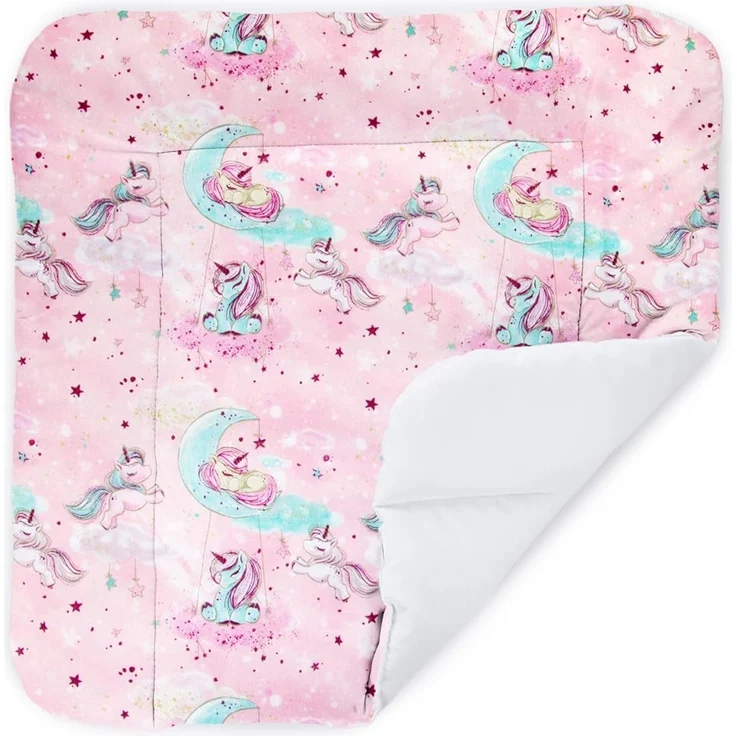 Balbina® Wickelunterlage Wickeltischauflage Wickelauflage baumwolle 70x70 I Pink Einhorn – Bild 2