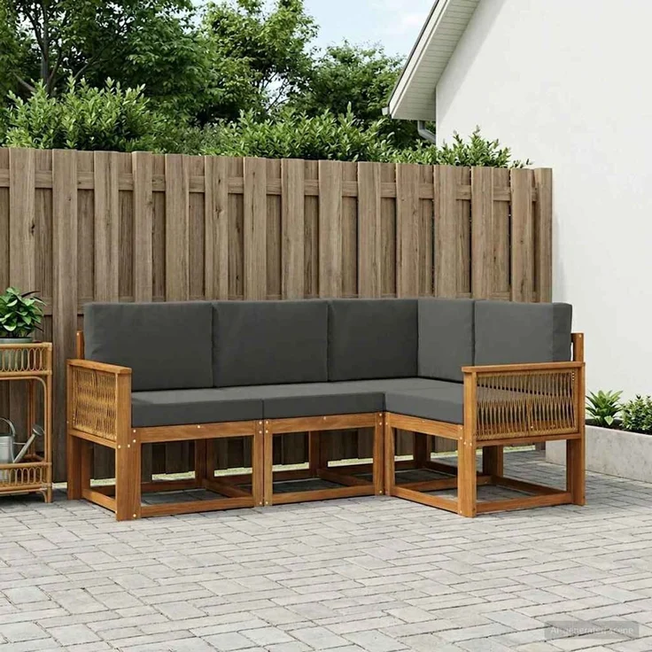 vidaXL Outdoor-Sofagarnitur 4 stk. 4-Sitzer Natur und Anthrazit 3385178 – Bild 1