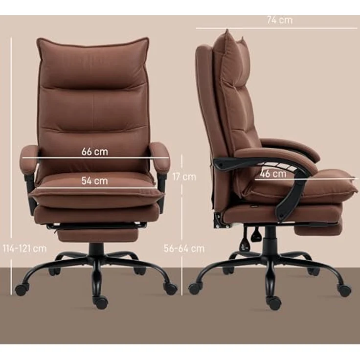 Vinsetto Schreibtischstuhl Bürostuhl mit Heizfunktion, Massagesessel (Chefsessel, 1 St), 120 kg Belastbar, Braun – Bild 4