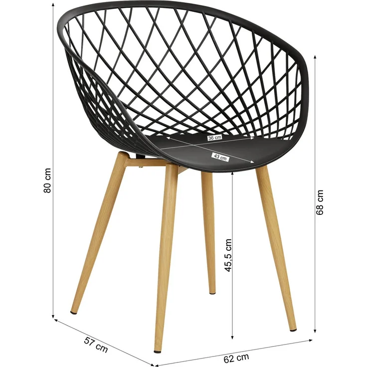 Gartenstuhl mit Armlehnen 2er Set Gartensessel Schwarz Stühle Balkonstühle Kunststoff Küchenstühle Outdoor-Stuhl Terrassenstühle – Bild 1