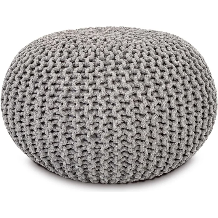 Amagohome Sitzhocker, Pouf, XXL Baumwolle, Hellgrau, ø 55 cm – Bild 1