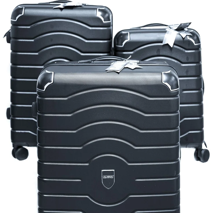 3 Tlg. Reisekoffer- Set mit 4 Räder 360° drehbar, Hartschale mit Kantenschutz Anthrazit – Bild 1