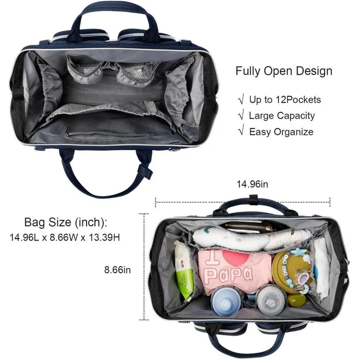 Wickeltasche mit Wickelunterlage Kinderwagen Haken multifunktional Unterwegs – Bild 4