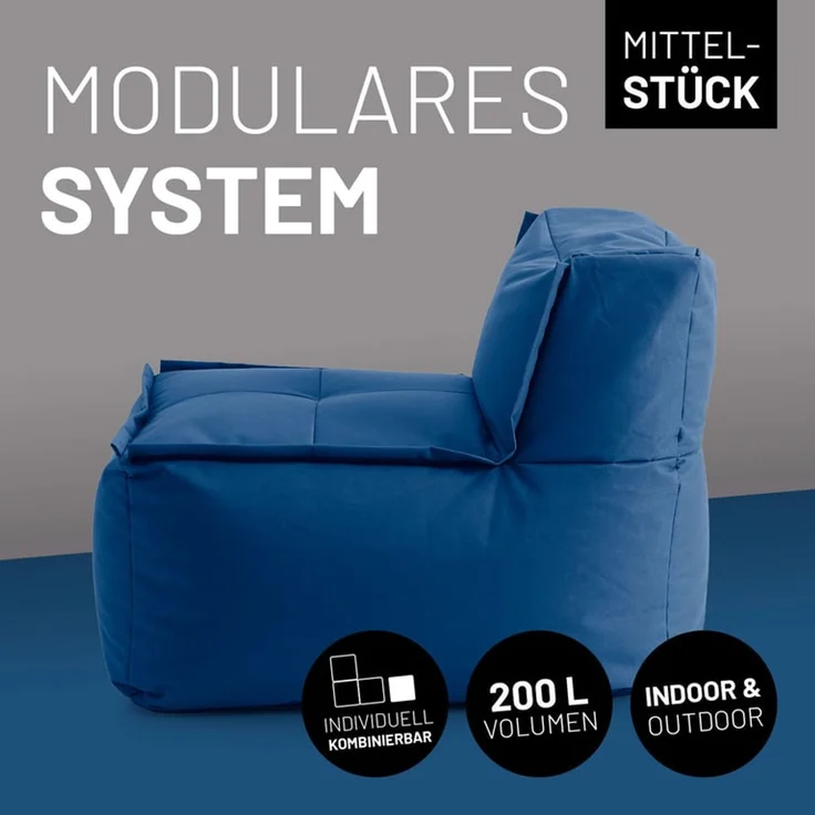 Lumaland Sitzsack-Sofa, Polyester, Mittelteil, Dunkelblau, 70 x 81 x 54 cm – Bild 2