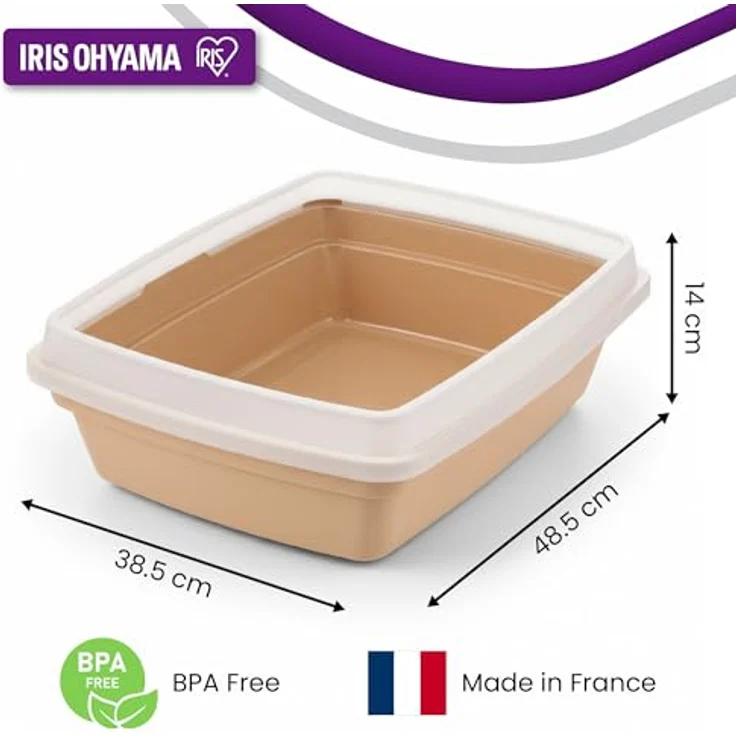Iris Ohyama Katzenklo, klein, bis 7 kg, Grau, offen, ohne Deckel, Katzentoilette, Abnehmbarer Rand, Für große Katzen, Kätzchen, BPA-frei, Cat Litter Box, CLH-12S – Bild 2