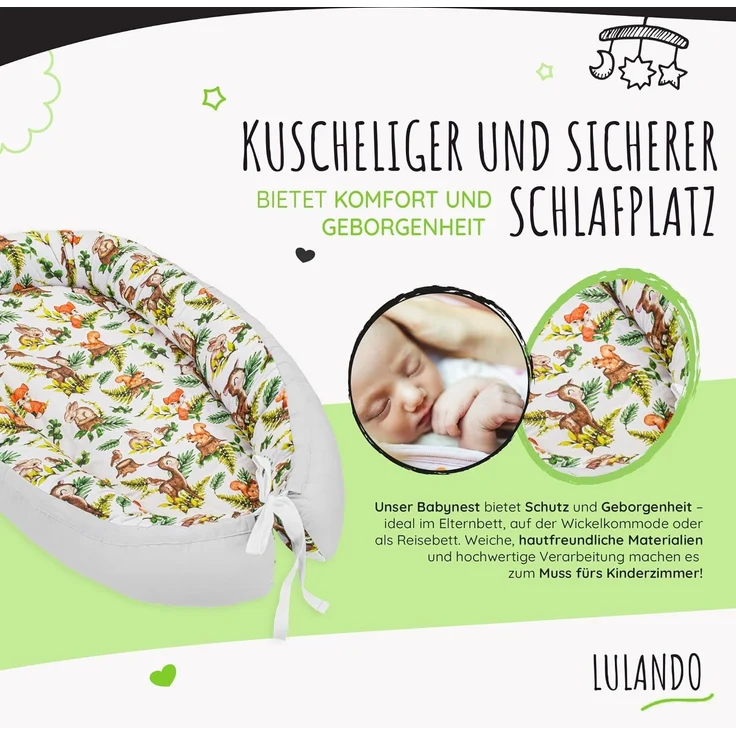 LULANDO® Babynest - Standard 100 von Oeko-Tex - multifunktionales Kuschelnest für Babys und Säuglinge - Nestchen - Reisebett - 100% Baumwolle - antiallergisch - hergestellt in der EU – Bild 4