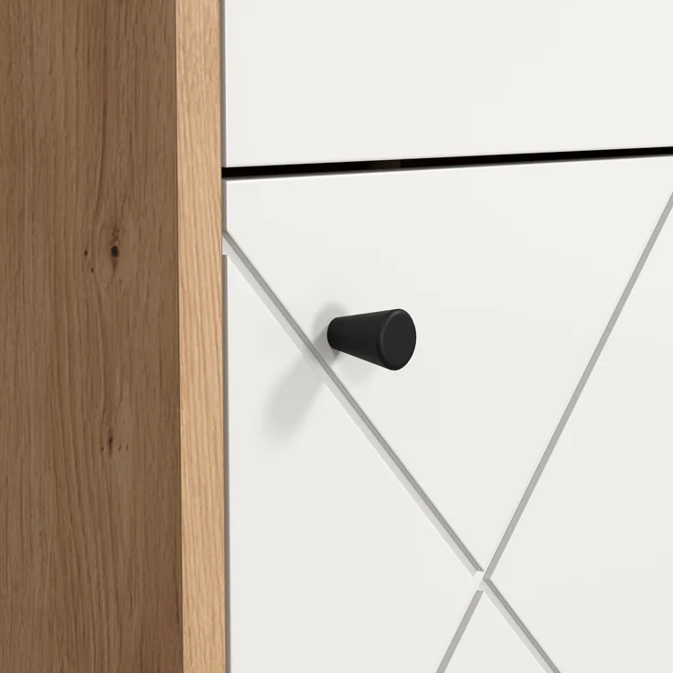 trendteam smart living - Touch - Kommode - Eiche/Weiß - Garderobenkommode mit moderner Rautenfräsung - Soft-Close - (BxHxT) 63 x 96 x 40 cm - Flurschrank mit Vollauszug-Schubladen – Bild 10