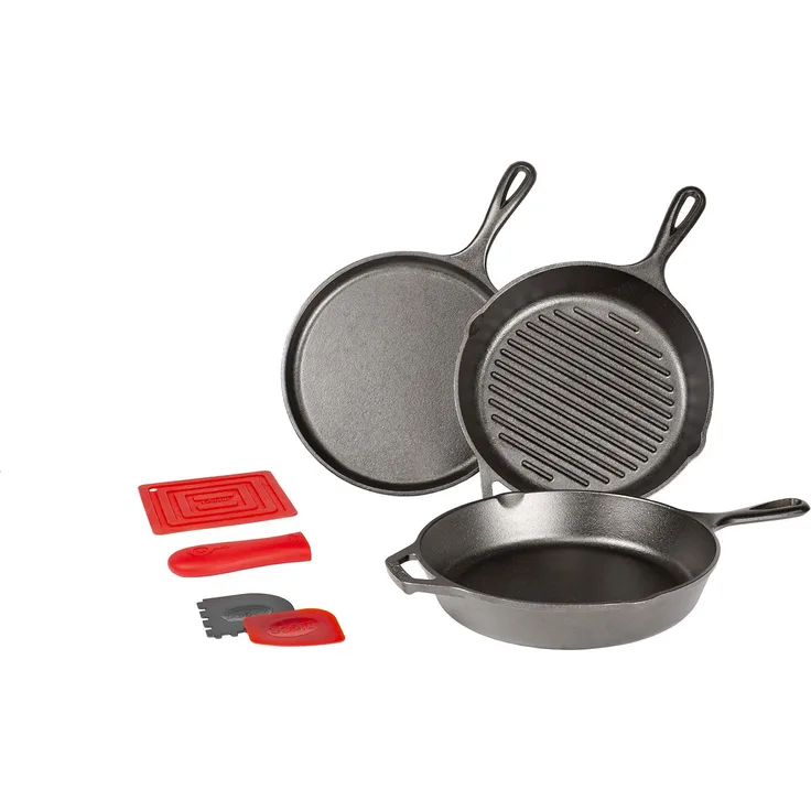Lodge L6SPA41 Essential Pan Set, 7-Piece, Black