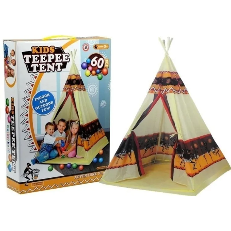 LeanToys Namiot Tipi Indianisches Spielzelt + 60 Pflöcke 155 cm