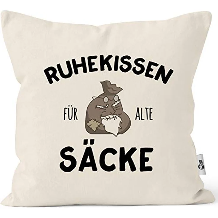 MoonWorks Dekokissen Kissen-Bezug Ruhekissen für alte Säcke Geschenk lustig Kissen-Hülle Deko-Kissen Baumwolle MoonWorks® – Bild 2