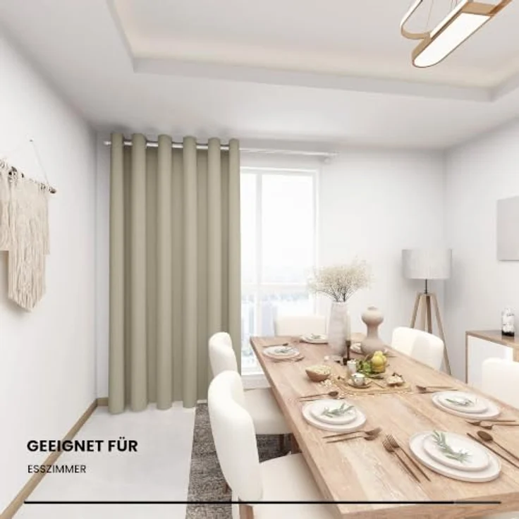 Deconovo Blickdichter Verdunkelungsvorhang Schlafzimmer Thermovorhang Beige | 1 Stück, H290 x B200 cm, Thermo Vorhänge gegen Hitze, Gardinen mit Ösen für Wohnzimmer, Schlafzimmer, Sichtschutz UV-Schutz – Bild 9