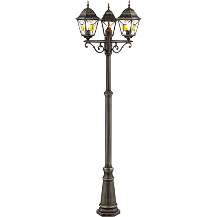 Brilliant Außen-Stehlampe Janel, ohne Leuchtmittel, 3 flammige Stehlampe - Außenstandleuchte - 220cm Höhe - E27 Fassung