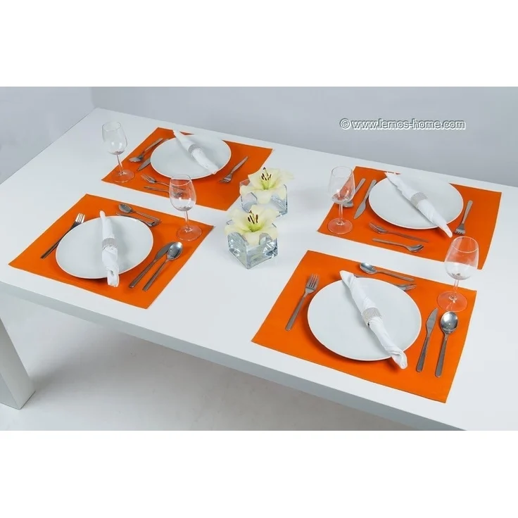 Lemos Home Platzset Tischset Platzdeckchen 4 Stück ca. 46x36 cm aus Baumwolle Viele Farben (Orange) – Bild 6