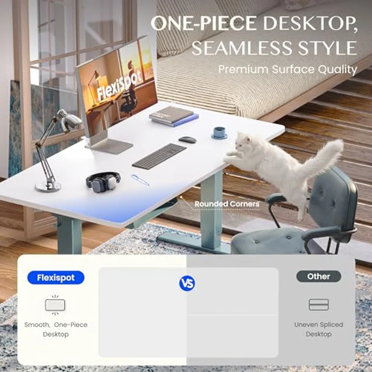 FLEXISPOT Höhenverstellbarer Schreibtisch mit 2 Motoren & 25MM EINTEILIGER Tischplatte 120x80 cm, Ergonomischer Bürotisch Elektrisch mit Kabelmanagement, Memory Funktion & Höhenanzeige – Bild 7