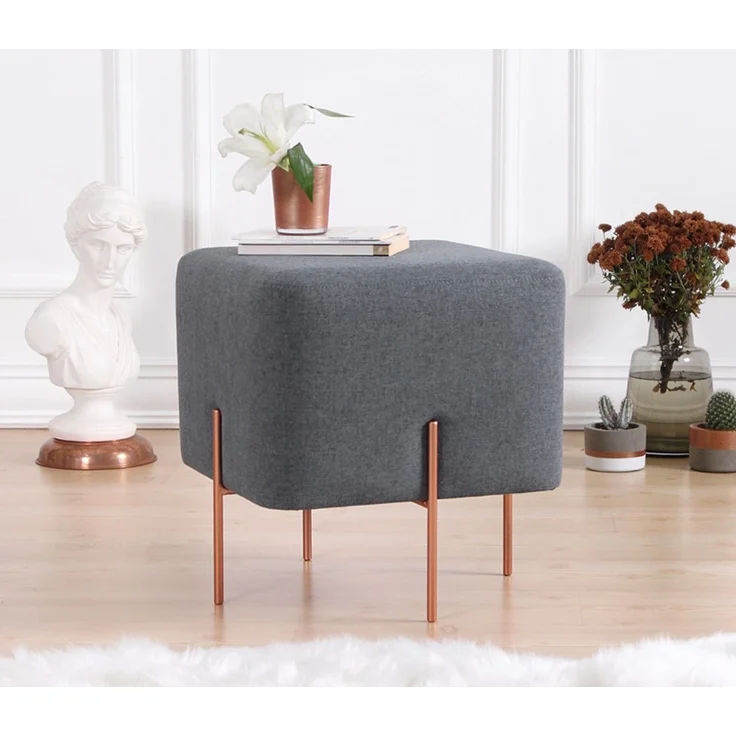 Hanah Home 'Copper 59 - Dark Grey' Pouffe, Dunkelgrau, 40 x 42 x 40 cm – Bild 4
