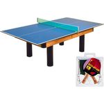 Bandito Tischtennisplatte als Auflage inkl. Netzgarnitur, 2 Schläger und Bälle, blau, 274x152 cm