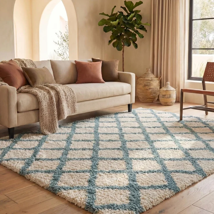 SAFAVIEH Zottelig Teppich für Wohnzimmer, Esszimmer, Schlafzimmer - Dallas Shag Collection, Hoher Flor, Elfenbein und Seeschaum, 183 X 274 cm