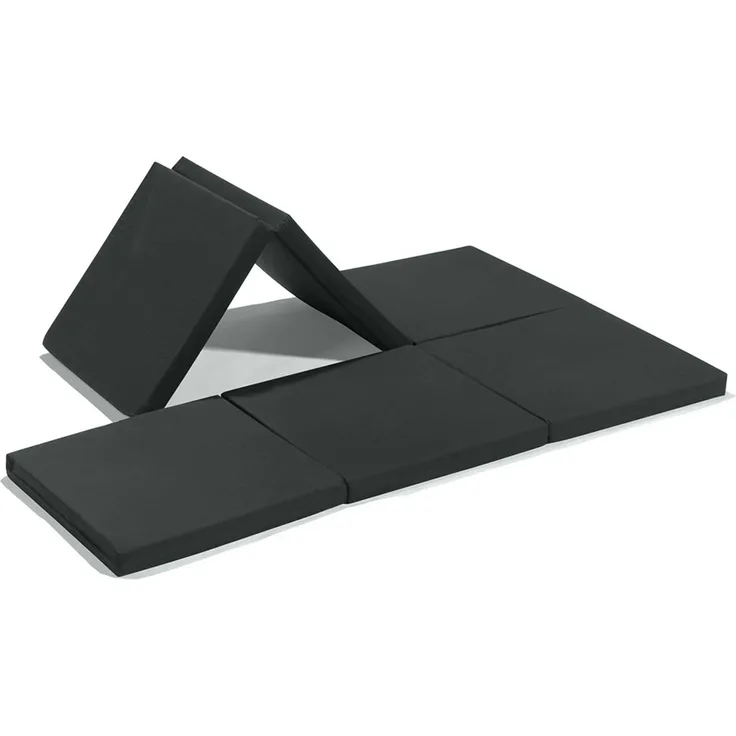 Badenia Bettcomfort Madrid Klappmatratze, Gästebetthocker mit grauer Husse und schwarzer Matratze, 6 teilig, grau, Öko-Tex zertifiziert, produziert nach deutschem Qualitätsstandard