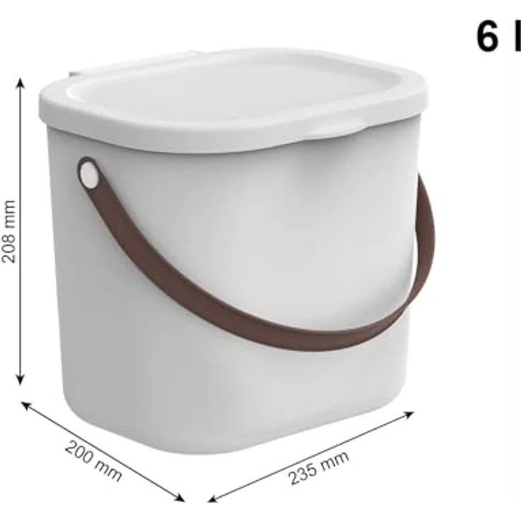 Rotho Babydesign Mini-Windelsammler YUMA - aus recyceltem Kunststoff, hygienisch & umweltfreundlich – mit Deckel & Tragegriff, weiss, 6 Liter – Bild 4