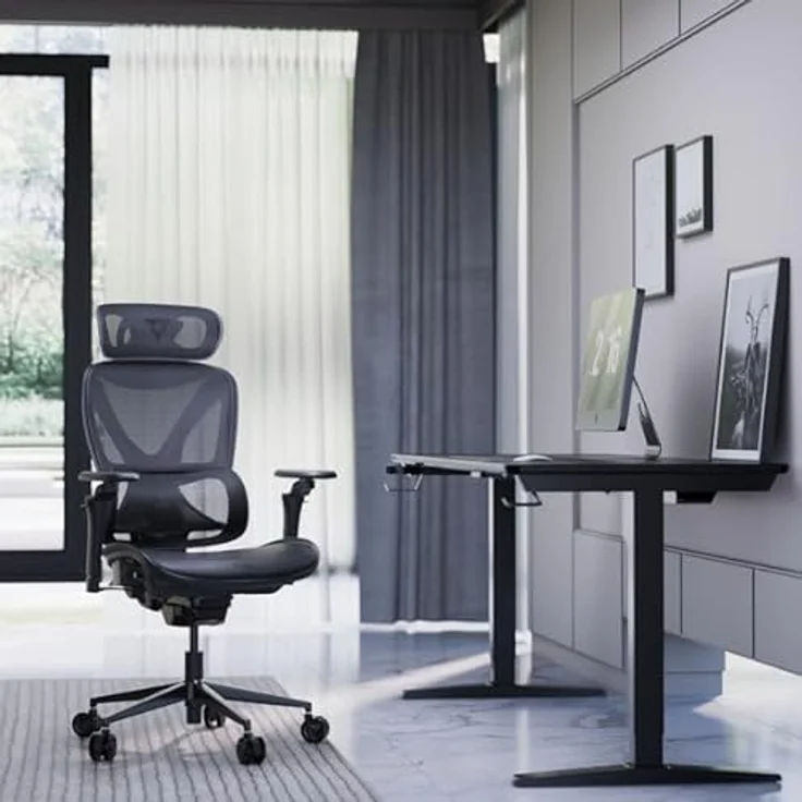 ThunderX3 XTC Pro 360, ergonomischer Gaming-Stuhl mit selbstjustierender Lendenwirbelstütze, 4D-Armlehnen und atmungsaktivem Mesh, schwarz – Bild 2