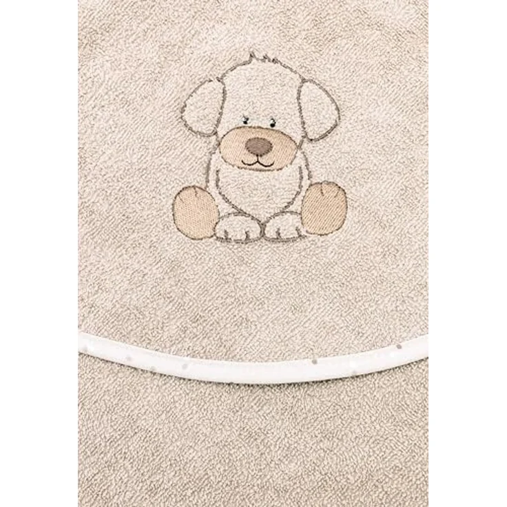 Sterntaler Kapuzenbadetuch 100x100 cm Hund Lucky - Badetuch mit Stickerei auf der Kapuze - Babybadetuch mit Kapuze aus saugfähiger Baumwolle, Sand – Bild 4