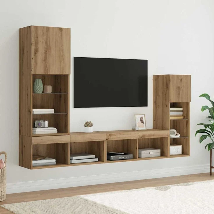 vidaXL TV-Wandgeräte 4 stk. Artisan-Eiche Holzwerkstoff 3402945 – Bild 1
