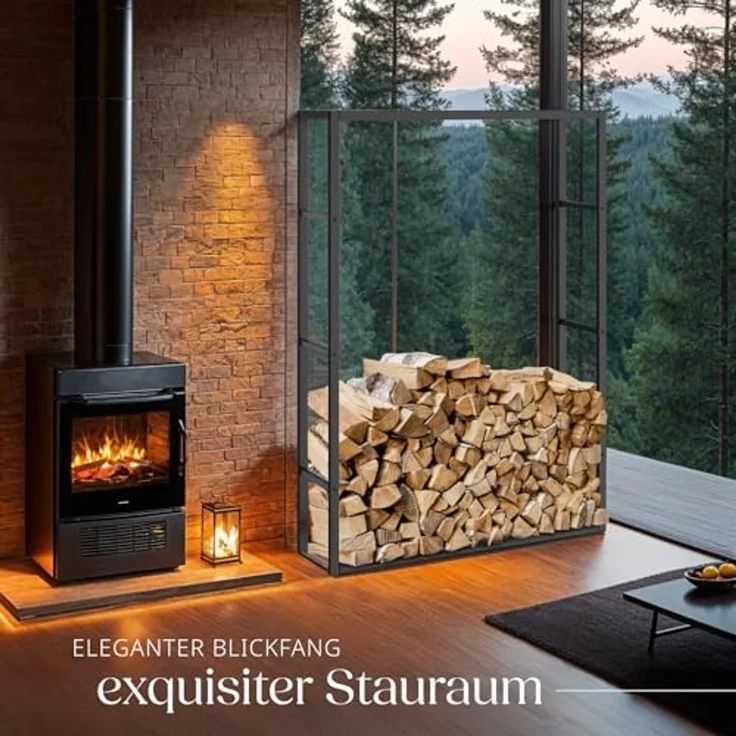 tectake Kaminholzregal Holzlager Tuby, für In- & Outdoor, 100,5x25x150cm, BxTxH:100.5x25x150,00 cm, Industrial-Look – Bild 7