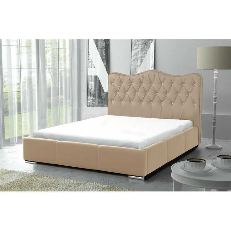 Polsterbett Bett Komplettset SULTAN Kunstleder Beige 160x200 cm