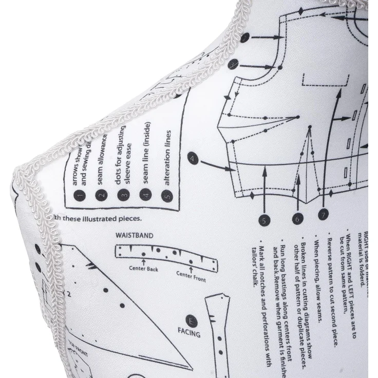Schneiderpuppe T220, Schaufensterpuppe Torso weiblich, Schaumstoff ~ weiß mit Skizzen – Bild 2